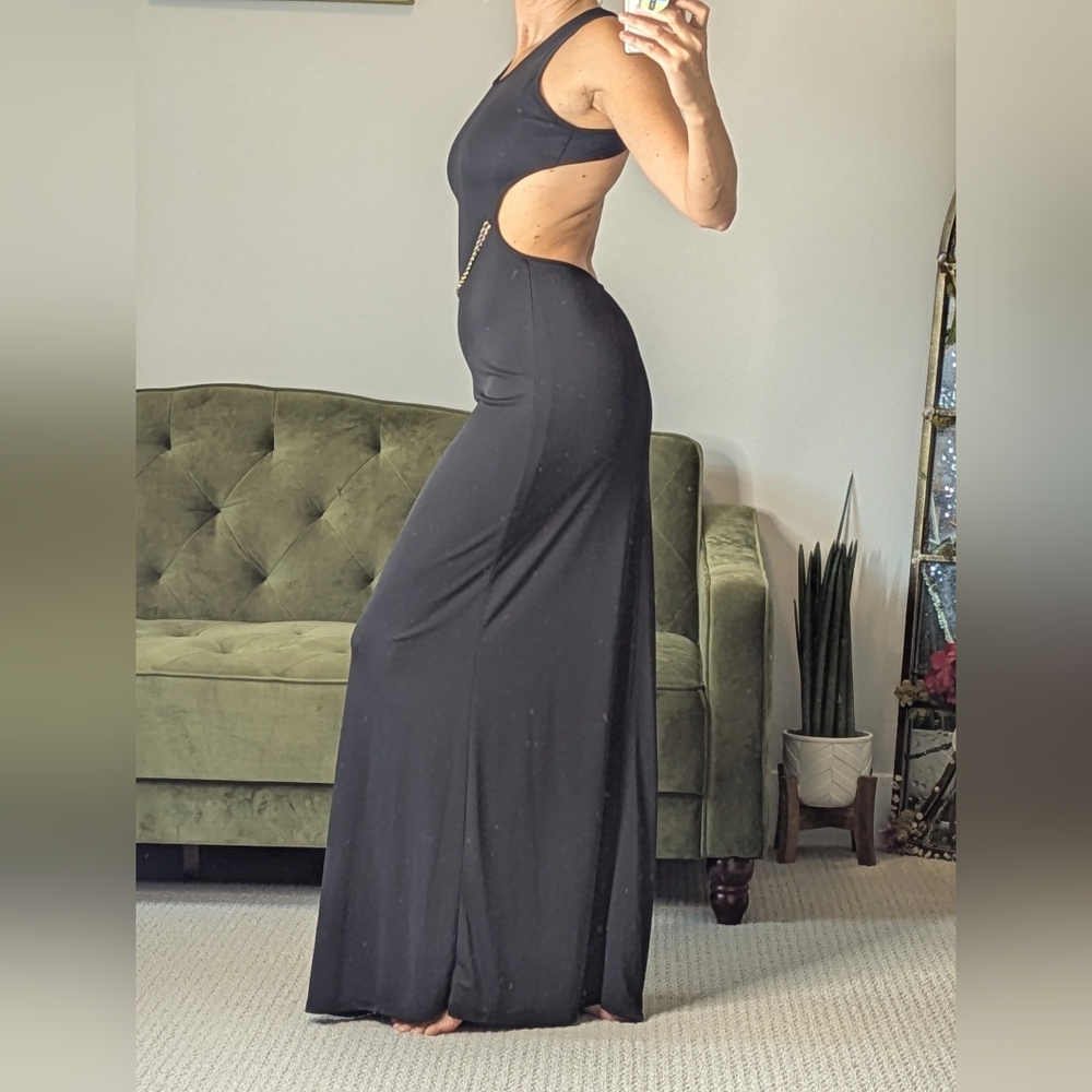 Bcbg Max Azria black Tie sexy cutout maxi gown XXS Party Sexy Minimalist